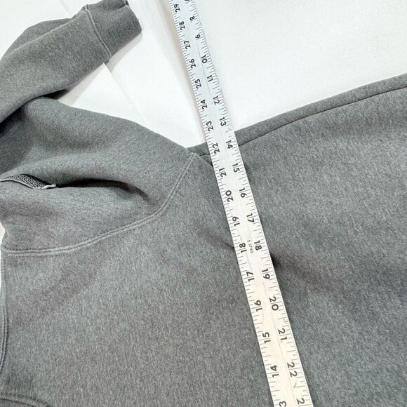 Carhartt Hoodie Mens Medium Gray Loose Fit Flag Logo Pullover Sweatshirt - Picture 4 of 9